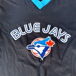 Mitchell & Ness MLB Toronto Blue Jays Black Stitched V-Neck T-Shirt Size L